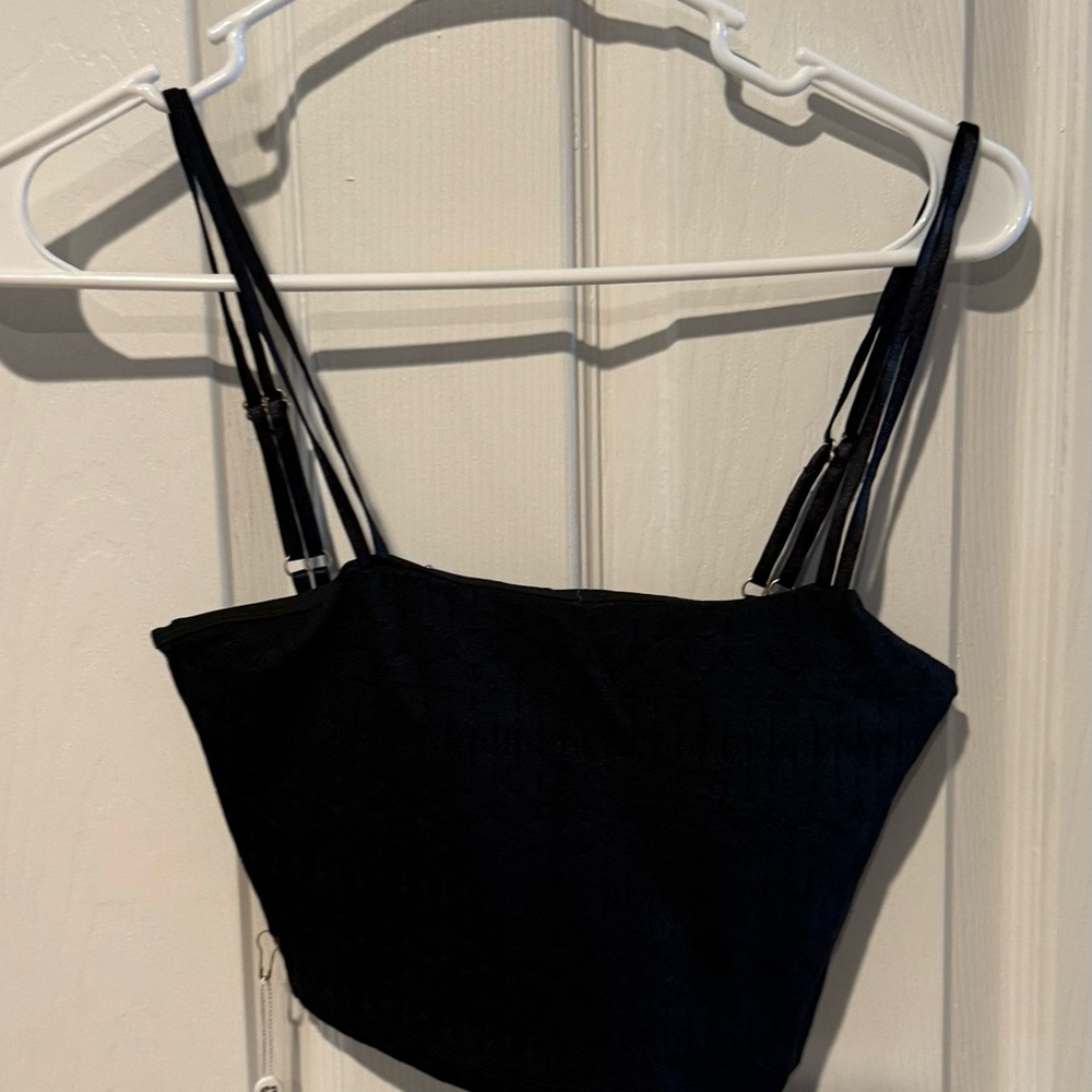 Buffbunny Collection Black Sports Bra Cropped Spaghetti Strap Top Sz S NWT - Picture 6 of 6
